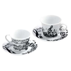Set of 2 cups of coffee with dishes